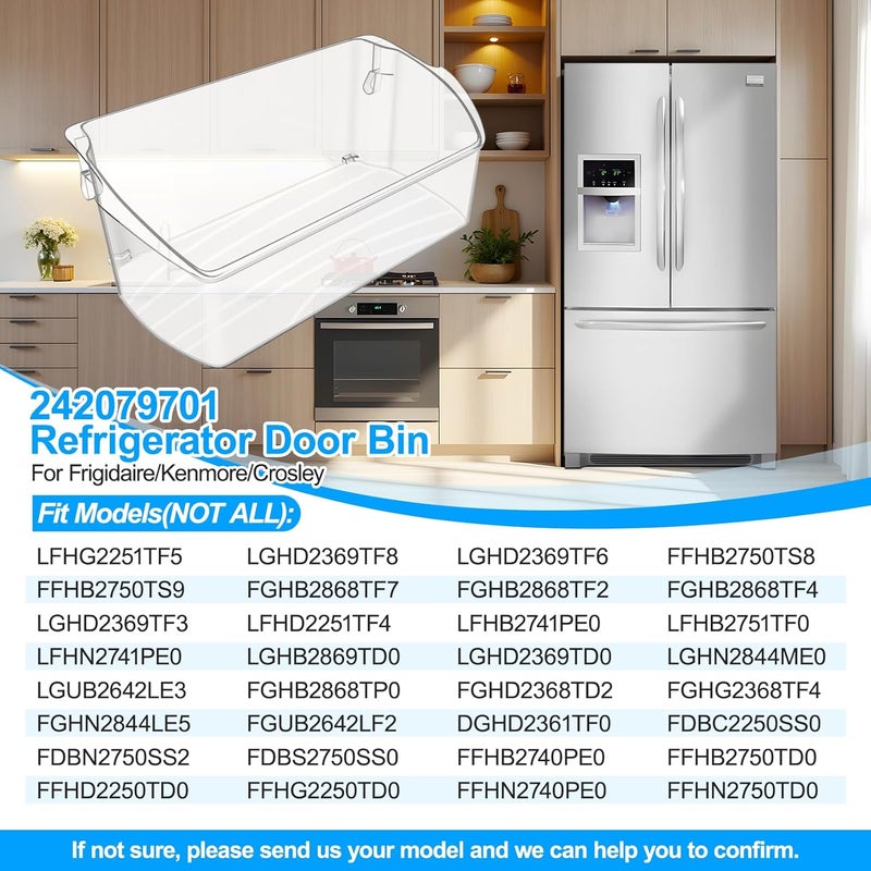 Alvar [2 PACK] UPGRADED 242079701 Refrigerator Door Bin Compatible with Frigidaire Door Shelf Replacement 242011501 242011503 242011504 LGHD2369TF FFHB2750TS FGHB2868TF LFHG2251TF5 Door Shelf Bin - Image 5